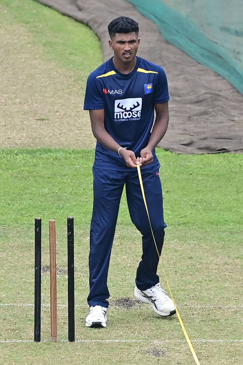 Sri Lanka's Dilshan Madushanka at a practice session. AFP
