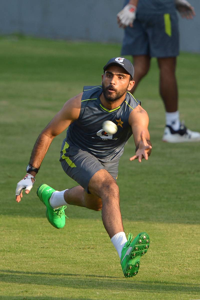 Fakhar Zaman during a practice session at the Rawalpindi Cricket Stadium. AFP