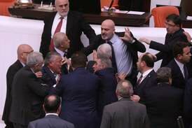 MP rushed to hospital after mass brawl in Turkish Parliament