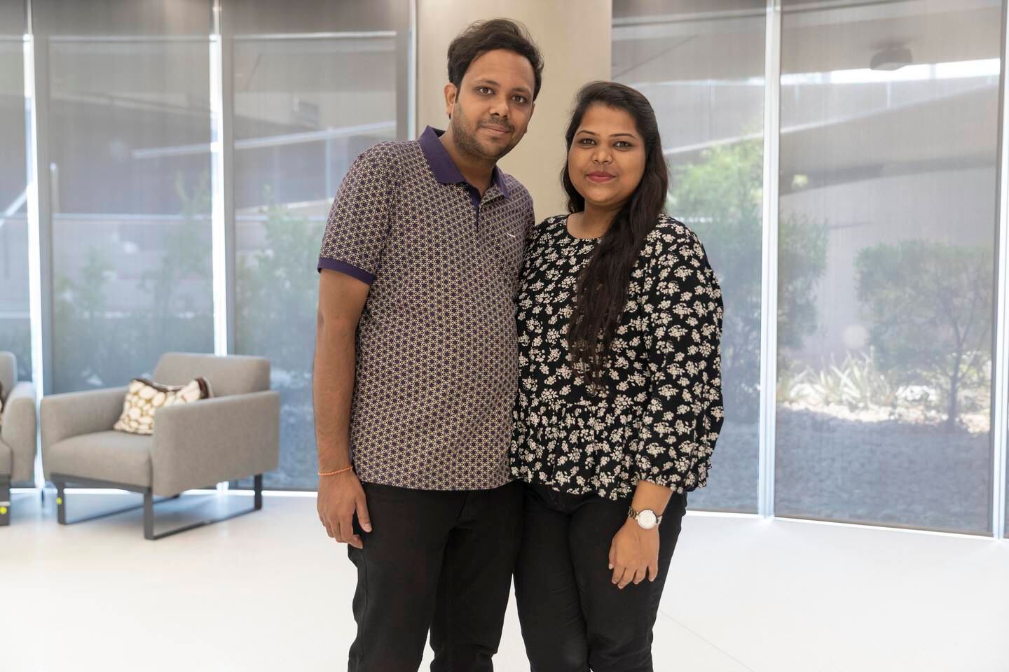 Ramanuragi Lohariwala and Devanshi Thard, both from India, enjoyed a tour of Expo City Dubai. Antonie Robertson / The National
