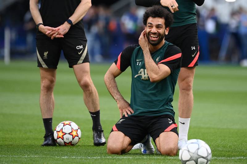 Liverpool's Egyptian star Mohamed Salah during a training session at the Stade de France. AFP