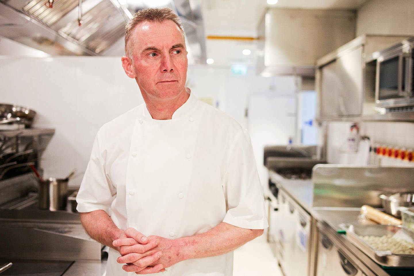 Dubai, UAE, September 30, 2014:Chef Gary Rhodes has opened a new restaurant inside of the Grovesnor House. Rhodes W1 is a welcomed addition to the crew of restaurants inside this hotel. Seen here is the Chef in his new domain. Lee Hoagland/The National