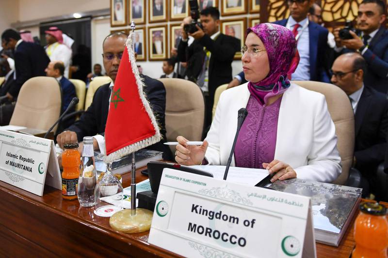 Morocco's Secretary of State Nezha El Ouafi attends an emergency ministerial meeting of the Organisation of Islamic Cooperation (OIC) in Jeddah. AFP