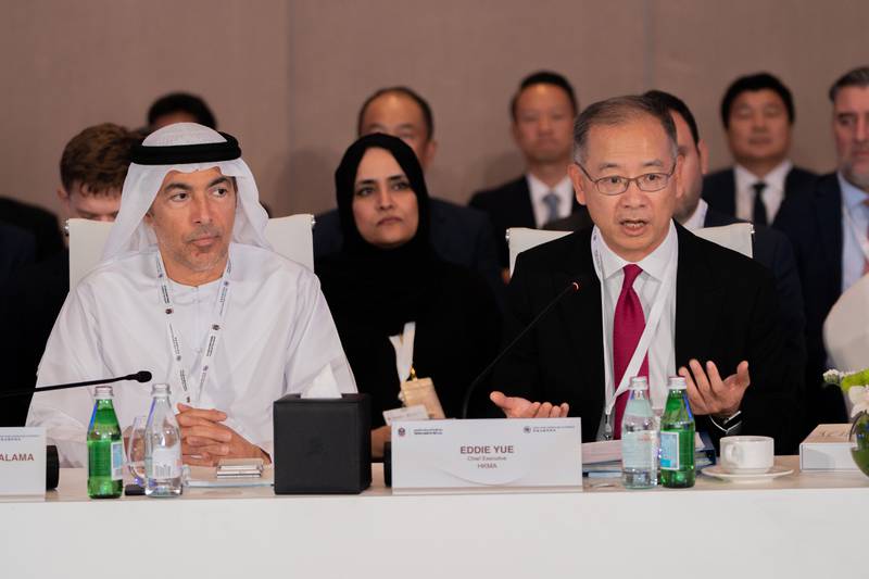 UAE Central Bank Governor Khaled Balama and Hong Kong Monetary Authority chief executive Eddie Yue. Photo: UAE Central Bank