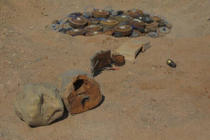 Houthi-made rock mines found in Yemen. Photo: Project Masam