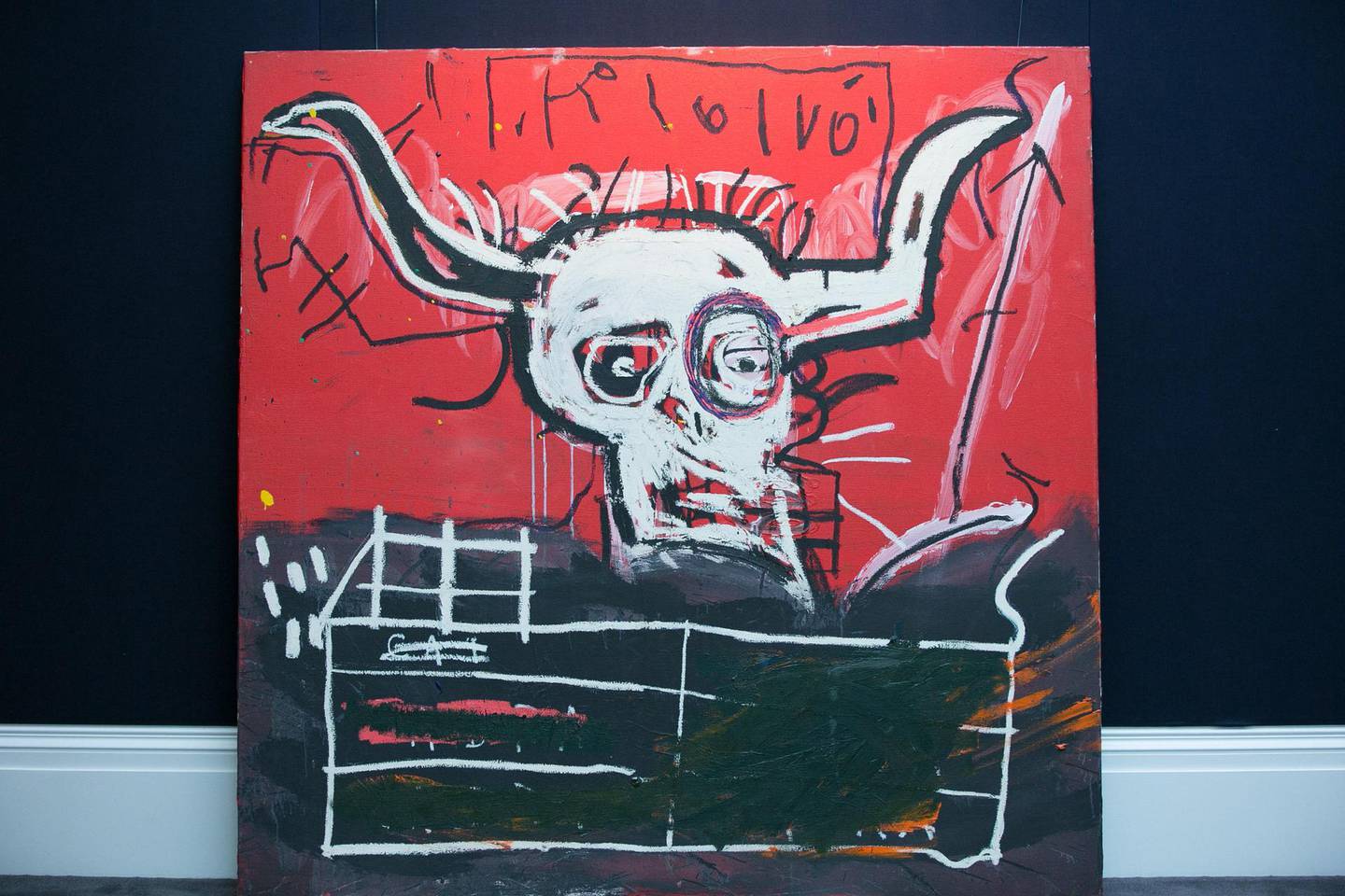 KCPRXM London, UK. 6th Oct, 2017. Cabra by Jean-Michel Basquiat (1981-82) Est $9m - $12m Sotheby's in central London unveils forthcoming sales of contemporary, impressionist & modern art by Monet, Cezanne, Miro, Magritte, Picasso, Basquiat, Dubuffet & Lichtenstein Credit: Dinendra Haria/Alamy Live News