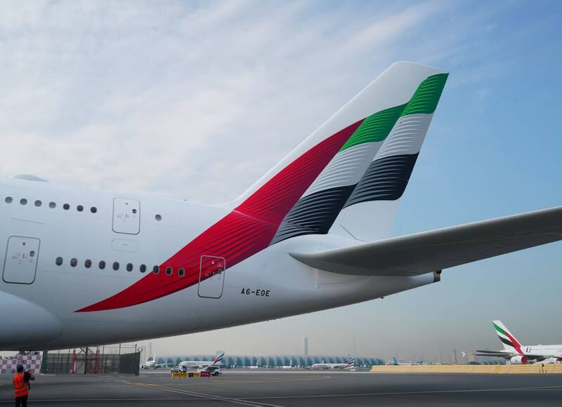 The UAE flag has a dynamic 3D design in Emirates' new livery. Photo: Emirates