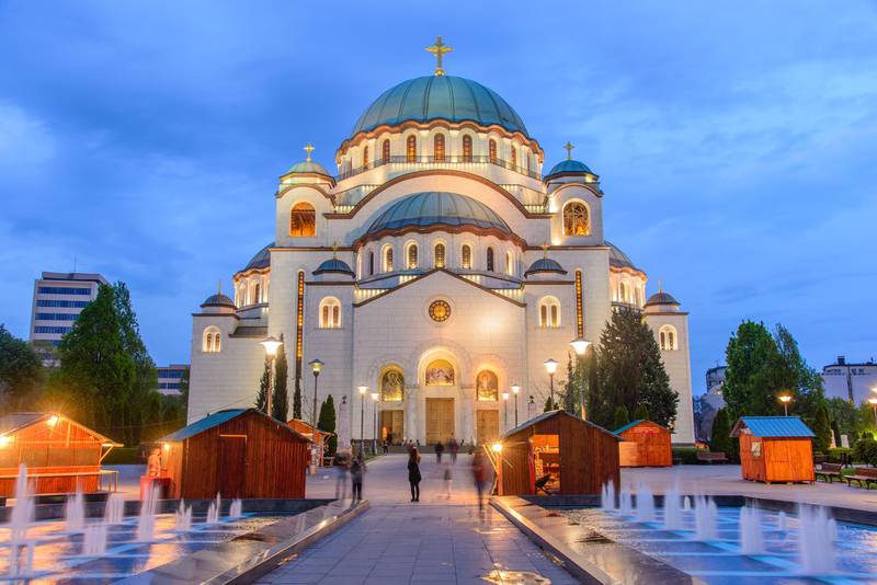 Sunrise at the iconic orthodox Church of Saint Sava, Belgrade, Serbia. Getty images