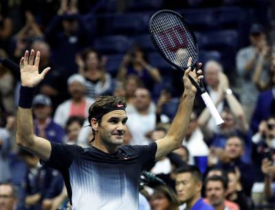 Tennis - US Open - New York, U.S. - August 29, 2017 -  Roger Federer of Switzerland celebrates his win against Frances Tiafoe of the United States during their first round match.   REUTERS/Shannon Stapleton