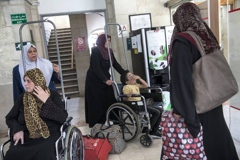 Palestinian patients at the Augusta Victoria Hospital on the Mt. of Olives in east Jerusalem on September 12,2018.

Last Friday the Trump administration announced cutting aid to Palestinians that slashes funds for cancer patients and others in critical need being treated in the East Jerusalem network of hospitals. The State Department said it was slashing $25 million . US President Donald Trump said that he is pressuring the Palestinians to negotiate a peace deal with Israel .(Photo by Heidi Levine For The National).