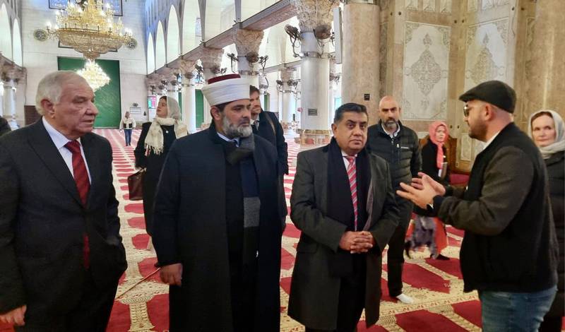 UK Middle East Minister Tariq Ahmad, third from left, visits Al Aqsa Mosque. Photo: Tariq Ahmad / Twitter