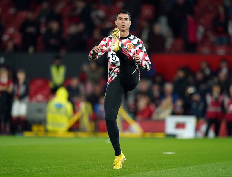Manchester United's Cristiano Ronaldo warming up prior to kick-off. PA
