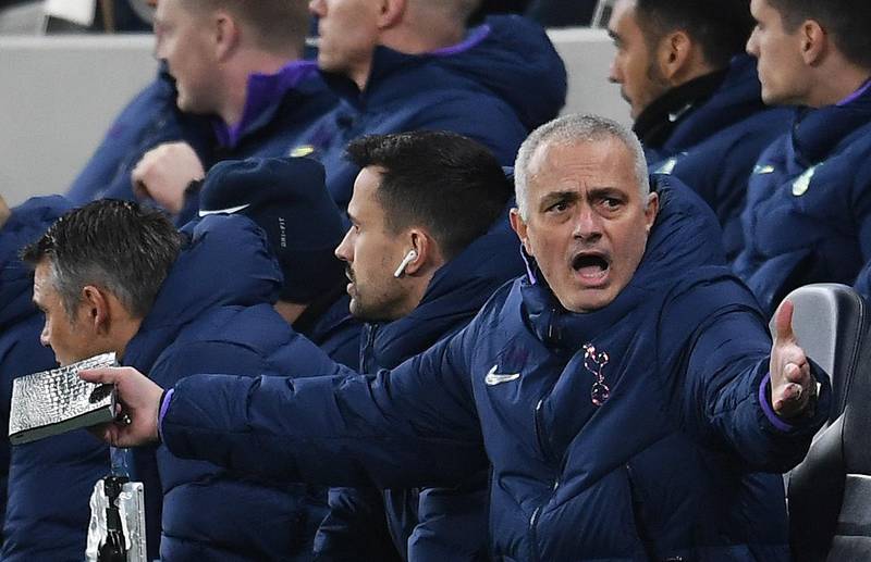 Tottenham manager Jose Mourinho reacts during the FA Cup match. EPA