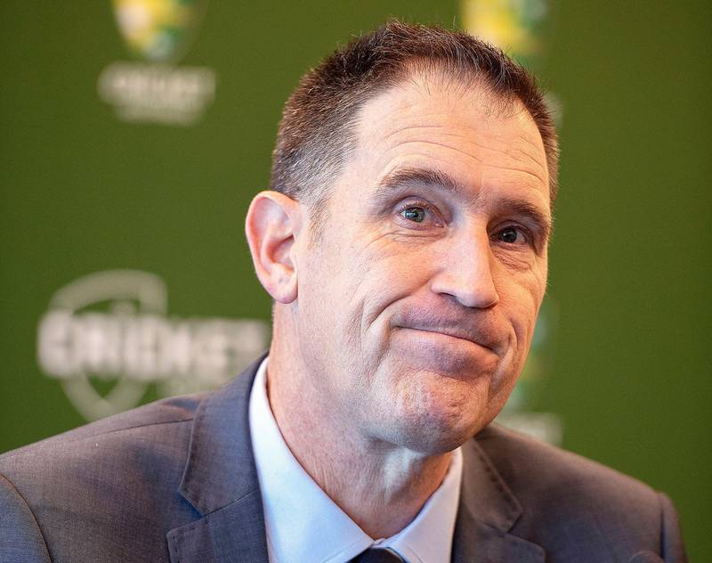 Cricket Australia Chief Executive Officer James Sutherland speaks to the media during a press conference in Melbourne, Wednesday, June 6, 2018. Sutherland announced he's quitting as Cricket Australia's chief executive two months after a ball-tampering scandal in South Africa resulted in suspensions for the test captain and vice-captain and the resignation of coach Darren Lehmann. (Ellen Smith/AAP Image via AP)