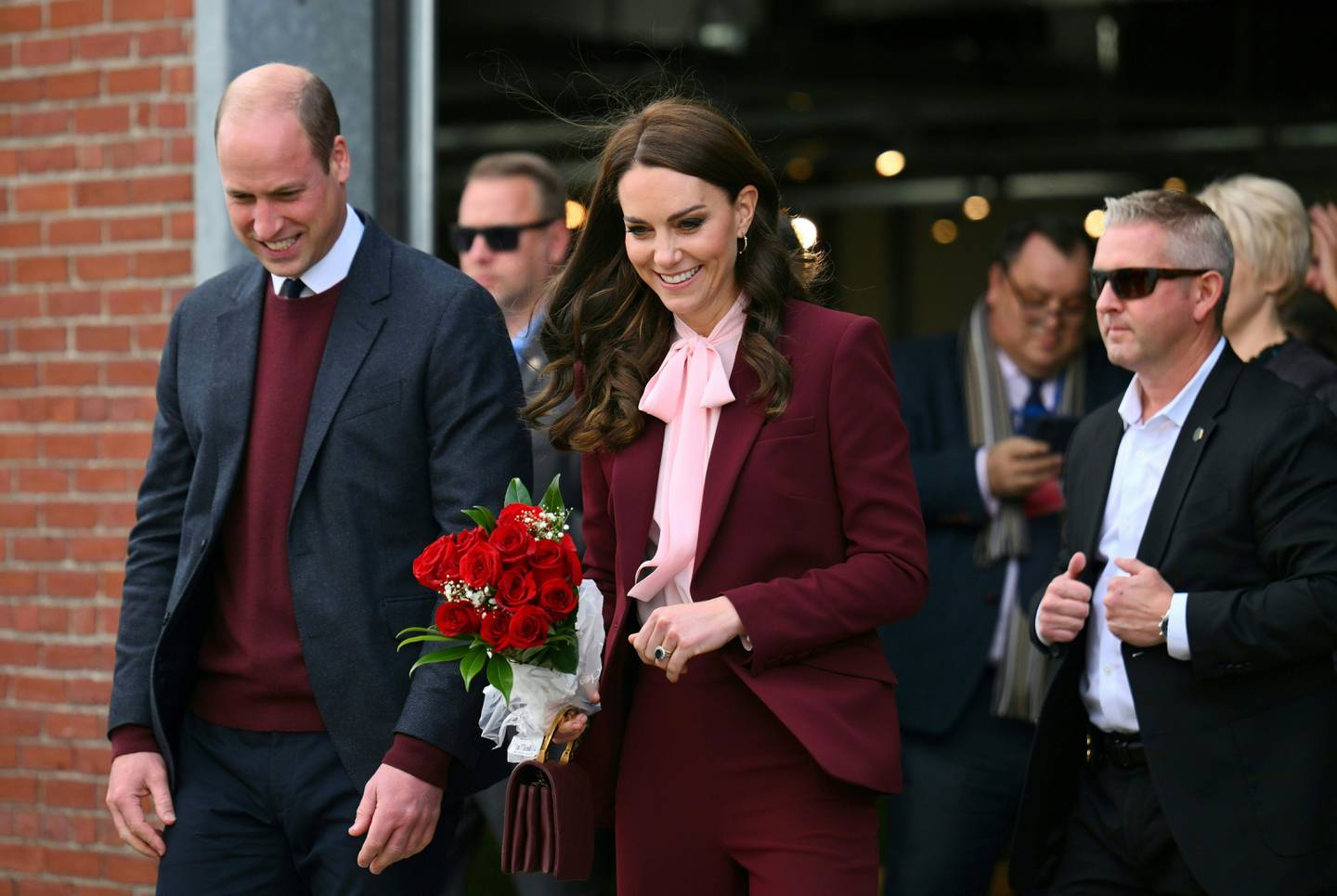 Kate, Princess of Wales wears a magenta-toned trouser suit during a visit to the United States on Thursday. AP