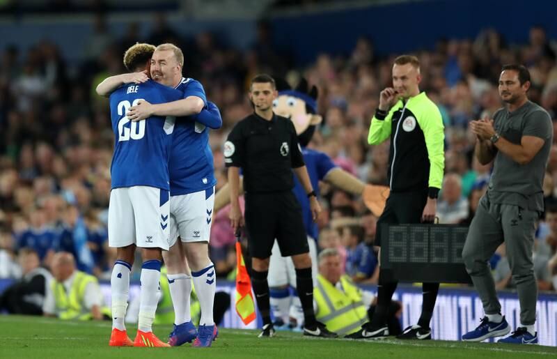 Everton fan Paul Stratton replaces Dele during the friendly against Dynamo Kyiv at Goodison Park. Getty