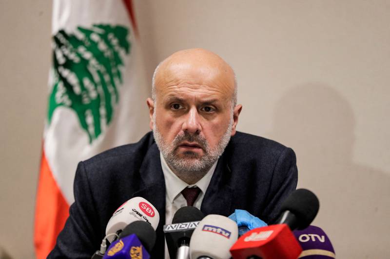 Bassam Mawlawi, Lebanon's Interior Minister, gives a press conference in Beirut. AFP