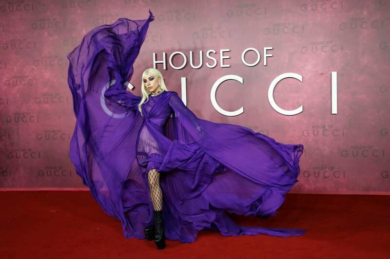 Lady Gaga arrives at the world premiere of the film 'House of Gucci' in London. AP Photo