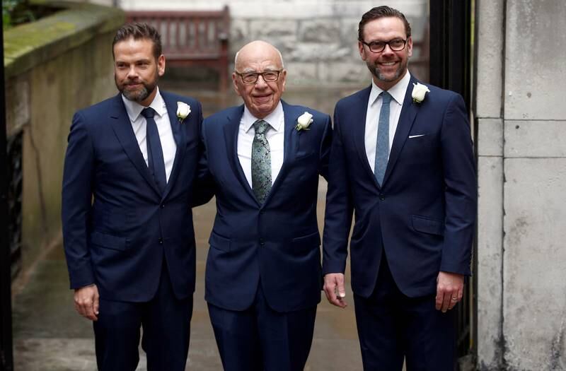 Media mogul Rupert Murdoch and his sons Lachlan, left, and James. Reuters