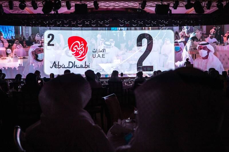 The Most Noble Numbers charity auction saw the most expensive vehicle plate number, number 2 from code 2, sold for Dh23.3 million. Victor Besa / The National