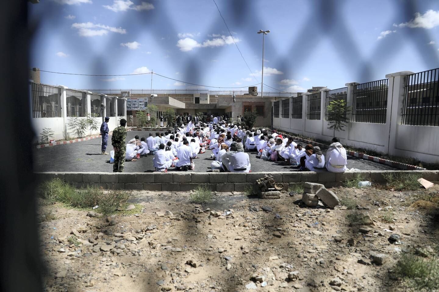 Detainees wait for their release by the Houthis at the central prison of Sanaa, Yemen September 30, 2019. REUTERS/Khaled Abdullah