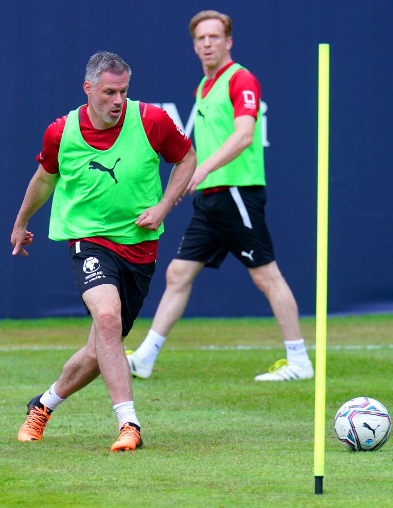 England's Jamie Carragher trains on Friday. PA