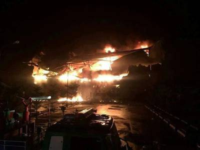 Flames engulf a mall in Davao City, the Philippines, in this December 23, 2017 photo obtained from social media. Ashley Nicole Avila Rafaela / Reuters