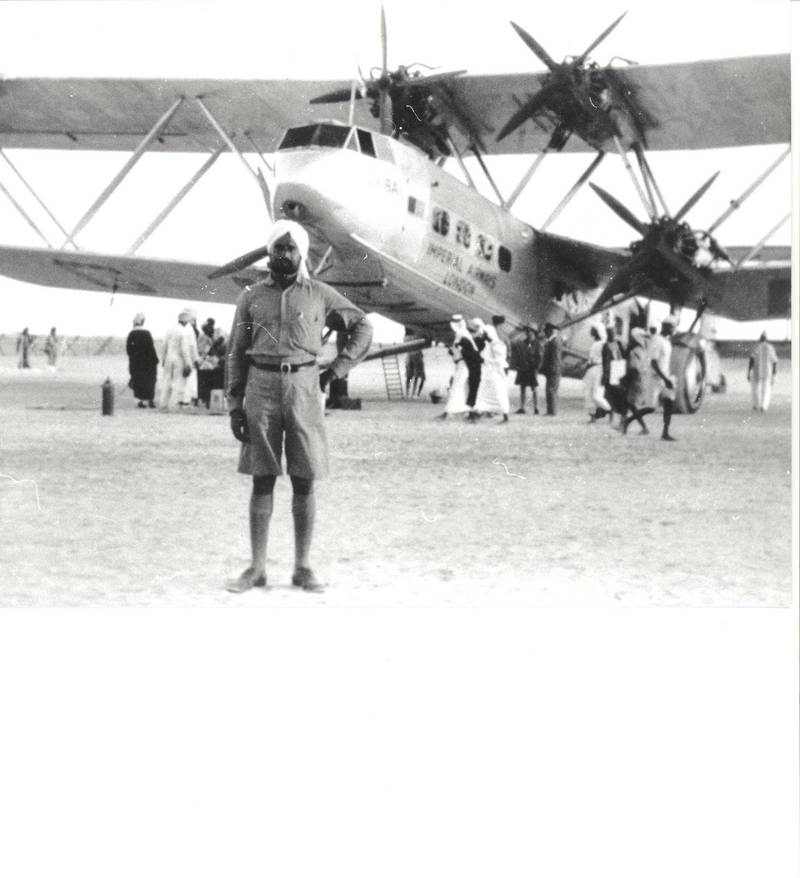 The Hanno, the first plane to land in Sharjah, touches down from Gwadar on October 5, 1932. Kenneth Mackay / Courtesy of Dr Sultan Al Qasimi Centre for Gulf Studies - Al Darah