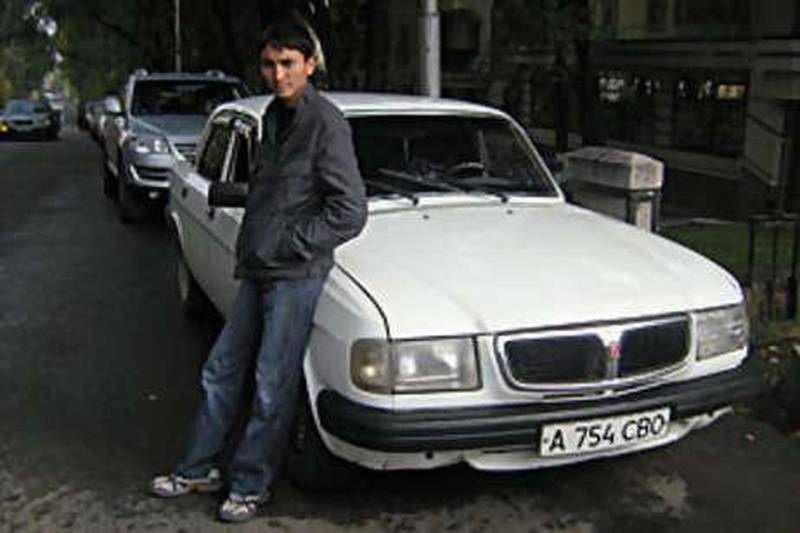 Azamat Sazgascaev with his Russian-built 1997 Volga in Kazakhstan.