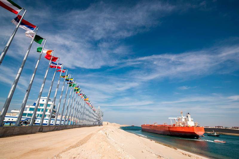 Malaysia-flagged oil tanker Bunga Kasturi sailing through Egypt's Suez Canal.  AFP