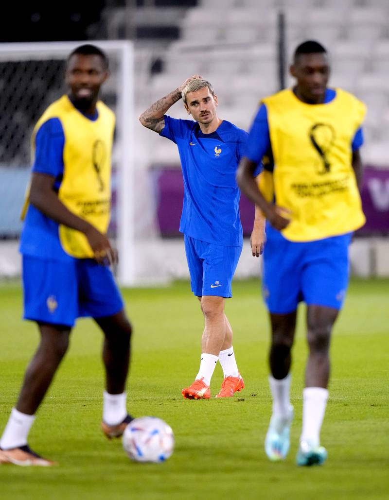 France attacker Antoine Griezmann during training. PA