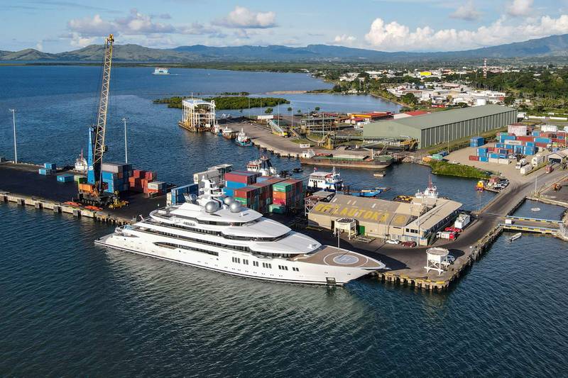 Fijian authorities on April 19 applied to block a superyacht reportedly owned by Russian oligarch Suleiman Kerimov from leaving its waters, as the US moved to seize it. Fiji Sun / AP