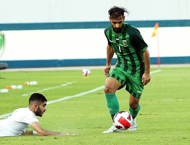 Ali Madan scored the only goal of the match in Al Orooba’s victory over Emirates in Ras Al Khaimah on Tuesday, May 18, 2022. Photo: PLC