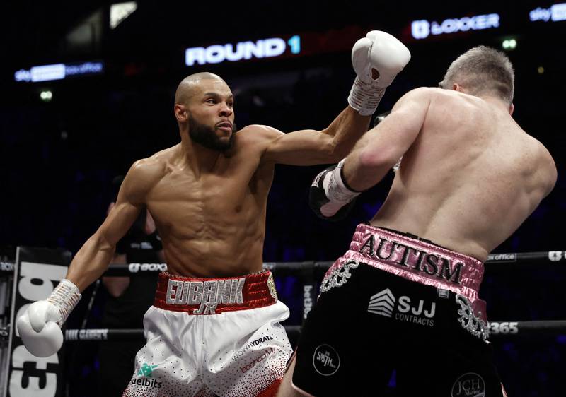 Chris Eubank Jr in action during the fight against Liam Smith. Reuters