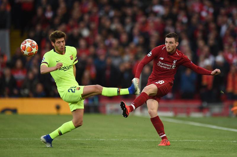 Sergi Roberto: 7/10. Struggled to contain Mane and Robertson down Liverpool's left. Looked much more comfortable in midfield after Philippe Coutinho's withdrawal. AFP