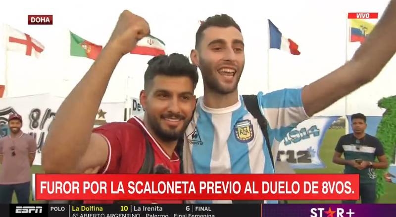 Gato Scheinaizen, right, will continue to follow Argentina in Qatar after being given a place to stay. Photo: ESPN