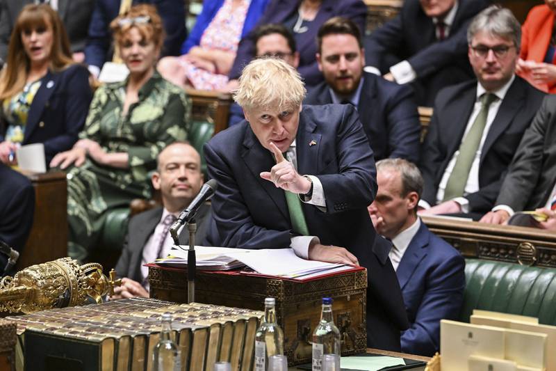 UK Prime Minister Boris Johnson speaks during Prime Minister's Questions in the House of Commons in London on Wednesday. AP Photo