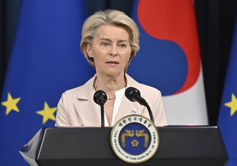 European Commission President Ursula von der Leyen warned against an unstable ceasefire in Ukraine. AP 