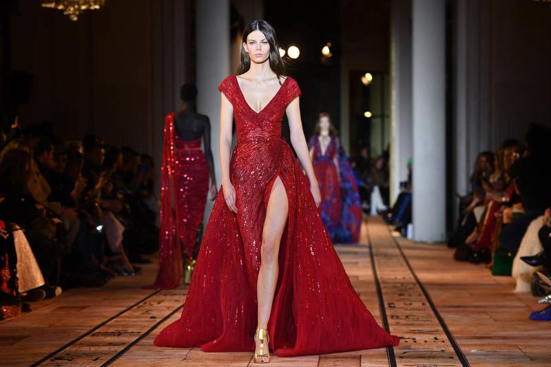 A look by Zuhair Murad during his spring / summer 2020 haute couture show in Paris, on January 22, 2020. AFP