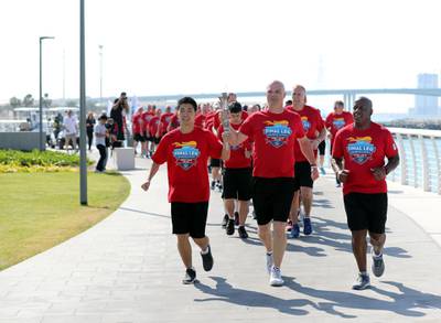Abu Dhabi, United Arab Emirates - March 13, 2019: The arrival of Special Olympic torch team at Louvre Abu Dhabi. Wednesday the 13th of March 2019 at Louvre, Abu Dhabi. Chris Whiteoak / The National