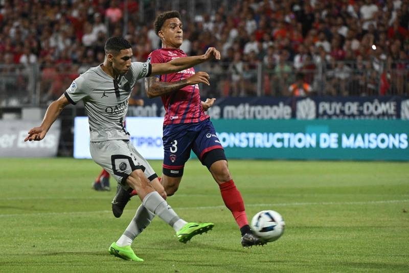 Achraf Hakimi scores against Clermont at Stade Gabriel Montpied. AFP