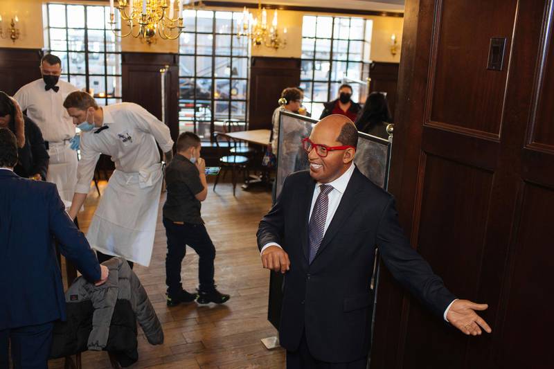 A wax statue of Al Roker welcomes diners to Peter Luger Steak House. AP Photo
