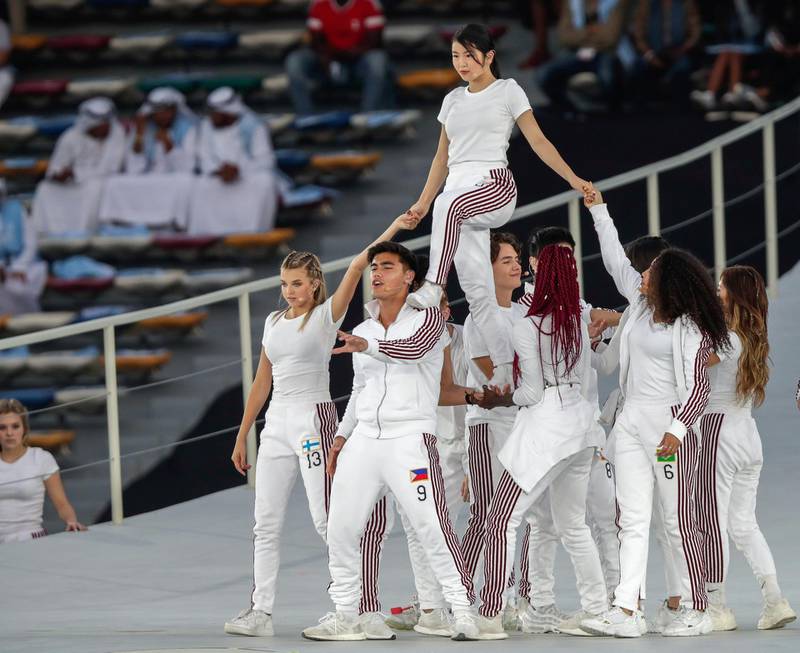 Abu Dhabi, March 21, 2019.  Special Olympics World Games Abu Dhabi 2019. Closing Ceremony.  The first dance number of the closing ceremonyVictor Besa/The National