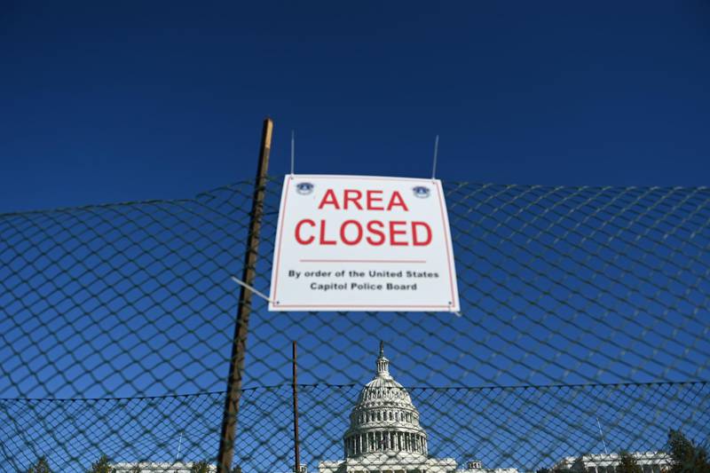 The presidential inaugural platform is under construction in front of the US Capitol as part of the West Front lawn is closed to the public on Capitol Hill in Washington, DC. AFP