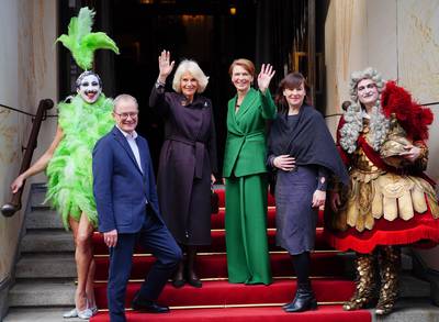 Queen Consort Camilla visits the Komische Opera Berlin. PA