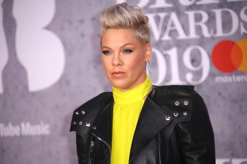 Singer Pink poses for photographers upon arrival at the Brit Awards in London, Wednesday, Feb. 20, 2019. (Photo by Joel C Ryan/Invision/AP)