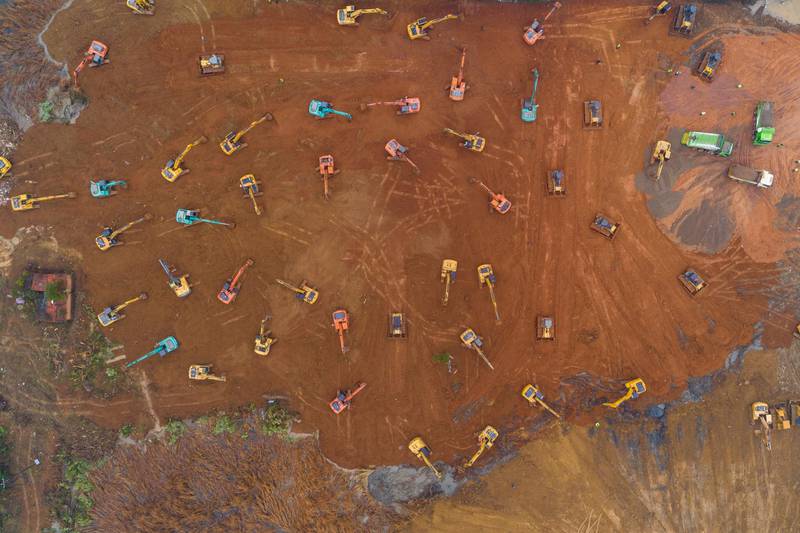 An aerial view of the construction site of a field hospital in Wuhan, Hubei province, China. EPA