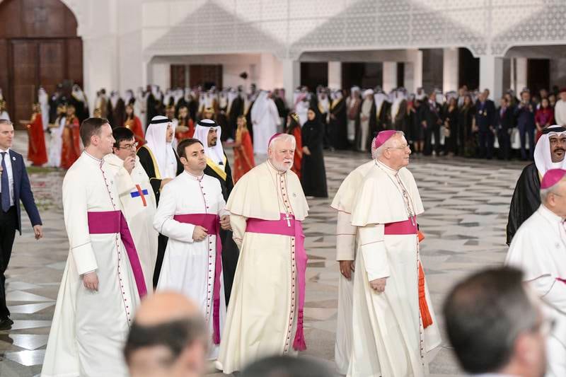Vatican clergy leave Sakhir Palace in Bahrain. Khushnum Bhandari / The National
