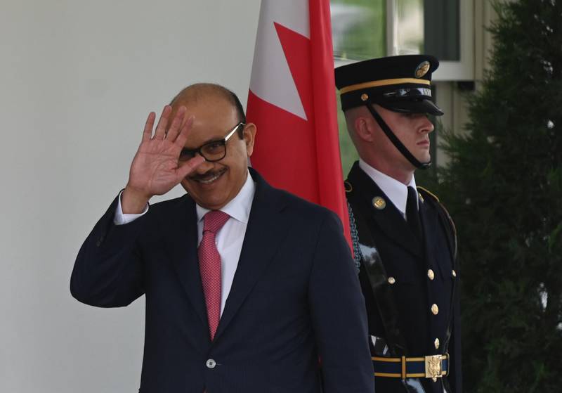 Bahraini Foreign Minister Abdullatif Al Zayani arrives at the White House in Washington DC. AFP