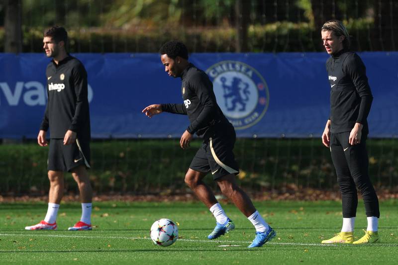 Chelsea's Raheem Sterling during training. Reuters